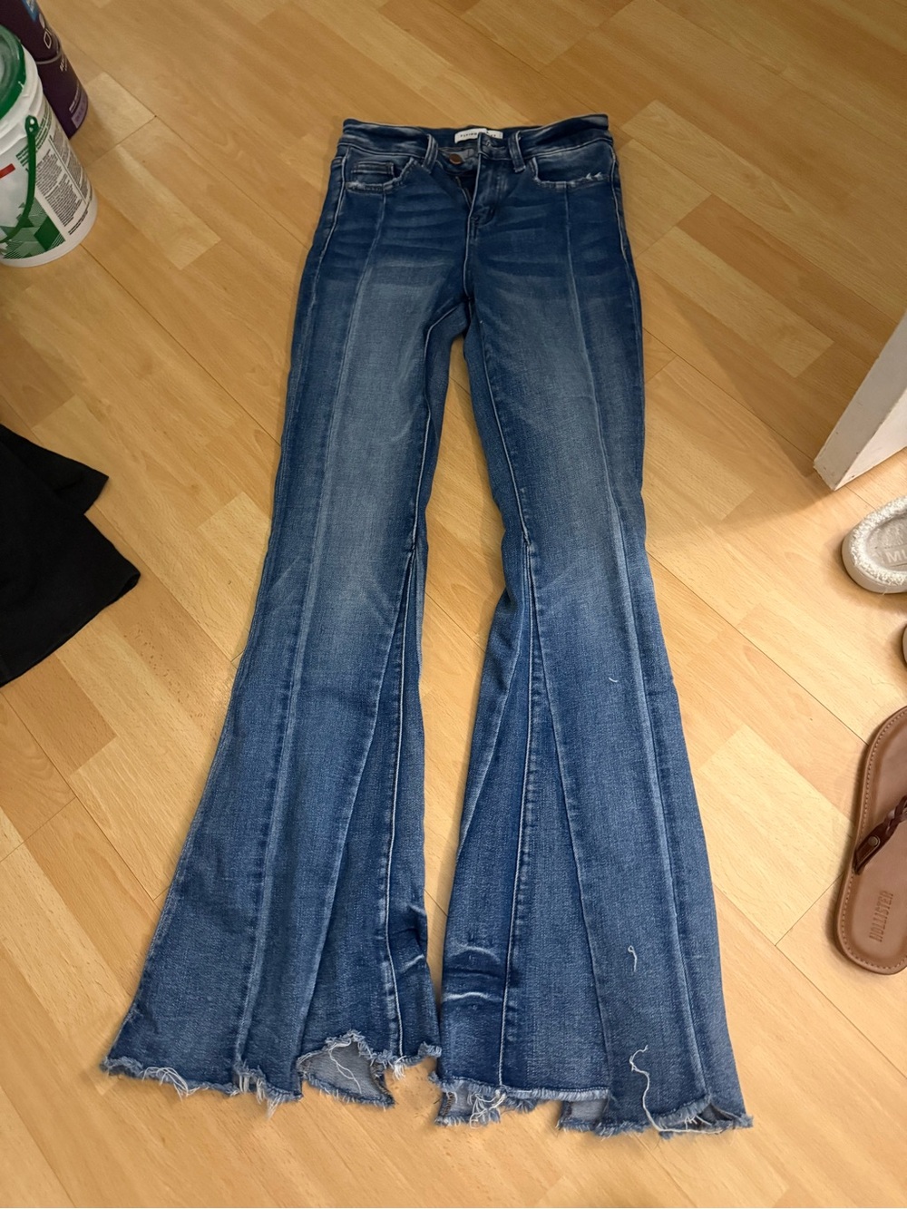 Flying Monkey Blue Flare Jeans with Raw Hem